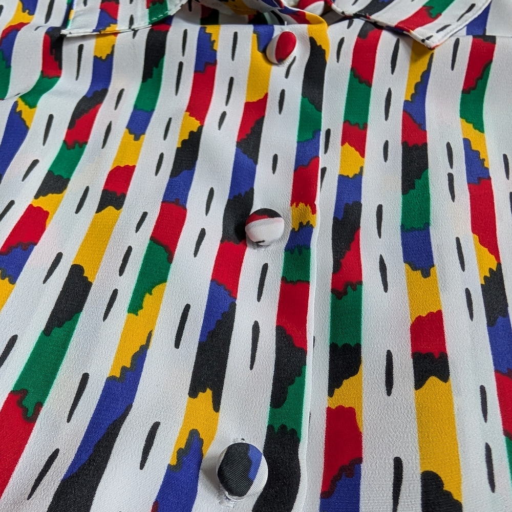 ๐ผVintage Like-new Rainbow Stripe Yves St. Clair Button-up Shirt - Size 16 ๐ - Picture 4 of 12